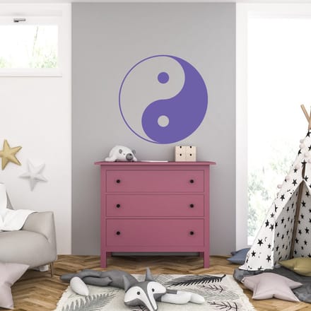 Muursticker - Yin Yang - 58 x 58 - Paars