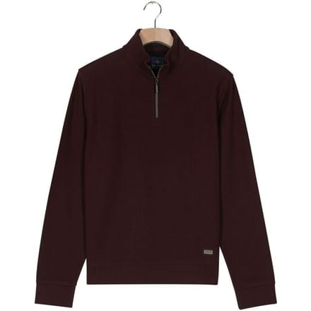 Baileys Trui Sweat Half Zip Jacquard Fabric Fine Allover Texture Dark Mauve / male