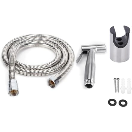 3 Stuks RVS Handheld Bidetsproeier Set met Slang en Houder Toilet Was Douche Kit gray
