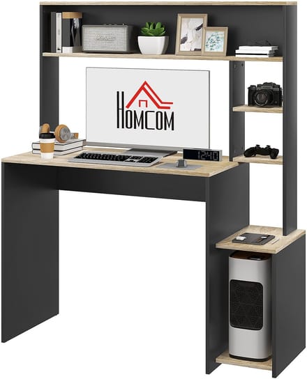 HOMCOM-Computerbureau-Spaanplaat-114x45x138cm-Grijs