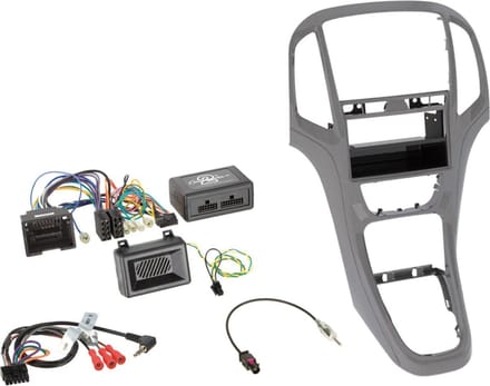 2-DIN Kit met pocket + radio adapter kit Opel Astra 2009-2020 Kleur: Titanium Grijs