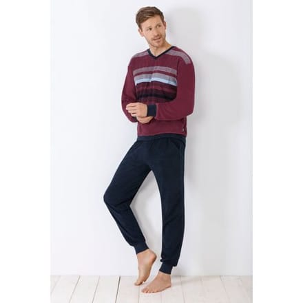 Badstof heren pyjama rood Hajo - Rood - Maat - 58