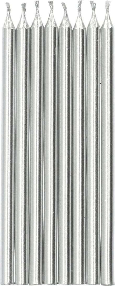 Folat - Kaarsjes Zilverkleurig 10 cm (24 stuks)