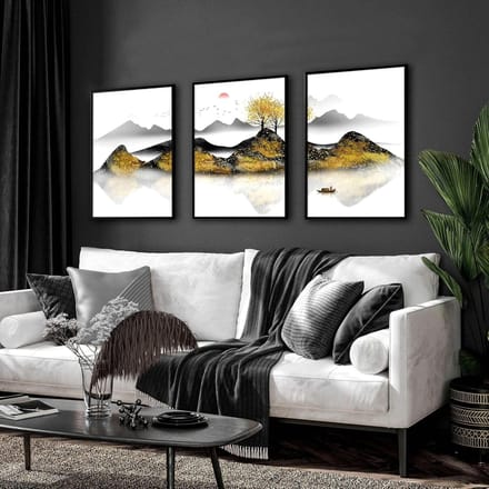 Wandkunst Set - Aziatische Prints - Woonkamer Decoratie - Set van Drie - 30.5 x 40.65 cm