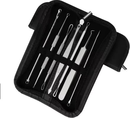 Scoby - Mee-eters Set - Acne Verwijderen - RVS Blackhead Killer - 8-delig - Mee-eters Verwijderen - Incl. Etui