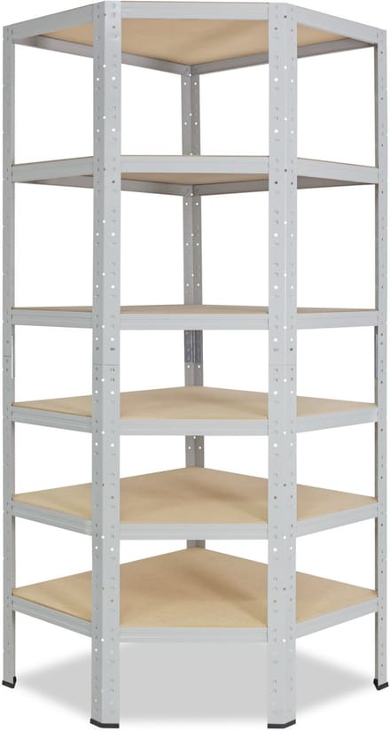 Shelfplaza OFFICE hoekstelling - 200x60x30 cm - lichtgrijs - 6 planken