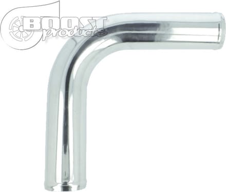 Aluminium bocht 90° met 45 mm diameter, doorn gebogen, gepolijst