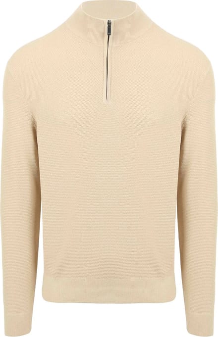 Suitable Structure Half Zip Trui Sand - Maat XXL - Heren - Quarter zip - Schipperstrui met rits - Volwassen mannen