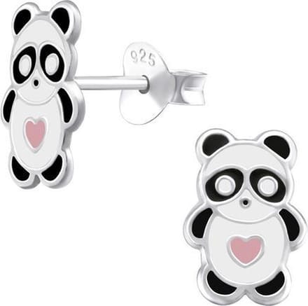 Amanto Kids Oorbellen Ci - 925 Zilver E-Coating - Panda - 6x10mm - Dier