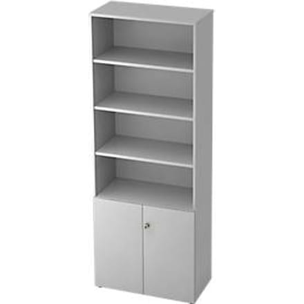 TOPAS LINE stellingkast, 4 OH legbord/2 OH deuren, lichtgrijs/lichtgrijs