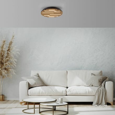 JUST LIGHT. GmbH LED plafondlamp Akustik, Ø 38 cm, naturel hout, metaal