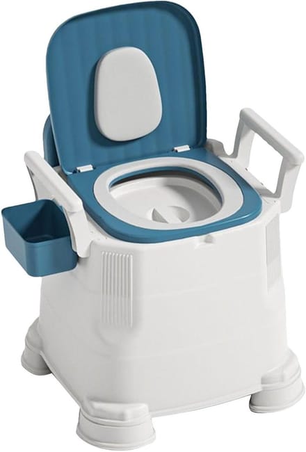 Draagbaar Toilet - Commode Stoel - Kamperen Buiten - Geurbeheersing Afdichtring - 44B x 15H cm - Wit
