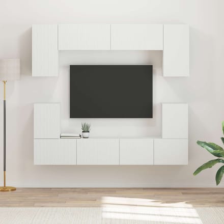 vidaXL - Tv-meubelset - 5 - st - Wit - Bewerkt - hout