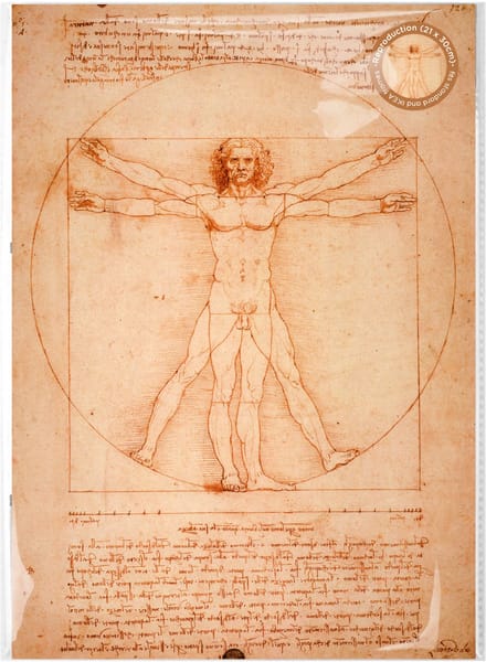 Lanzfeld Da Vinci - Poster Schilderij A4 - Vitruviaanse Man - Leonardo da Vinci - PP Hoes