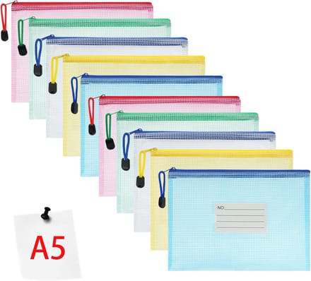 A5 Zip Document Map - 10 Stuks PVC Folder Tas met Label voor Kantoor en Reis
