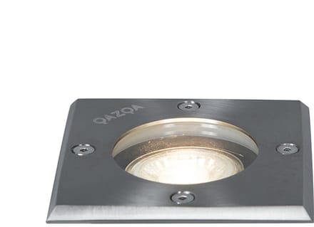 QAZQA basic square - Grondspot - 1 lichts - L 10.5 cm - Staal