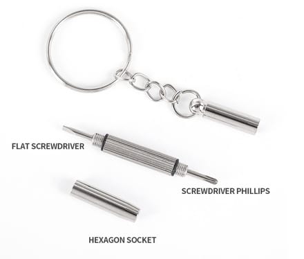 Stalen Bril Schroevendraaier - Handige Horloge Reparatieset met Sleutelhanger