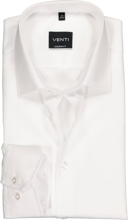 Venti - Heren Overhemd - Poplin - Strijkvrij - Regular fit - Wit
