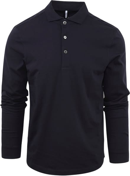 Profuomo Longsleeve Polo Donkerblauw (navy) Melange - Maat S - Heren