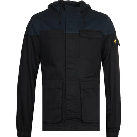 Lyle & Scott gitzwart jack met contrasterend juk