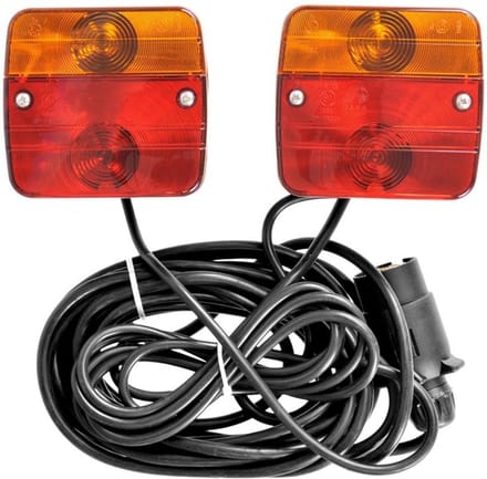 ProPlus Aanhangerverlichtingsset 7,5 + 2,5 m – Voor 12V aanhanger met 7-polige stekker – Magnetische bevestiging – Rood/Oranje