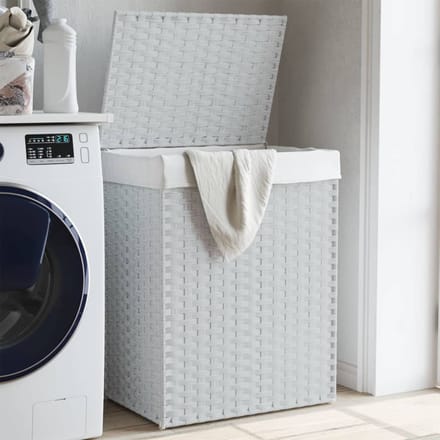 Vidaxl Panier à Linge avec Couvercle, Blanc, 46x33x60 cm, Rotin Synthétique
