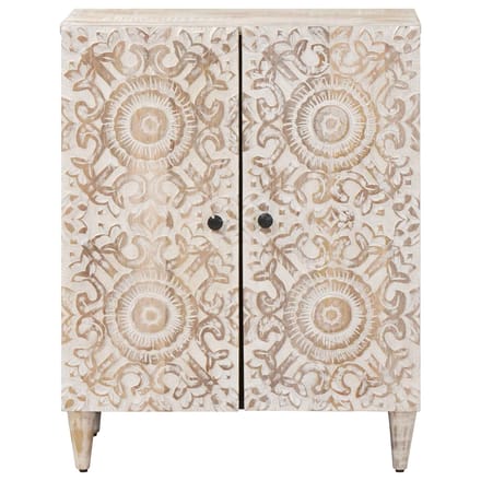 vidaXL - Opslag - Dressoir - 60 - x - 33,5 - x - 75 - cm - Massief - Mango - Hout - Wit
