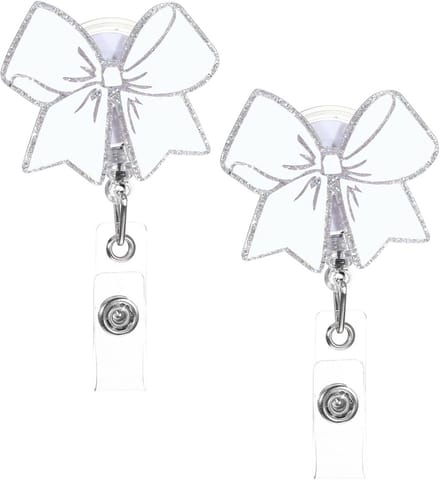 Badge Reel Set - ID Kaarthouder - Toegang Beveiligen - Strikje Design - 2 Stuks - Wit
