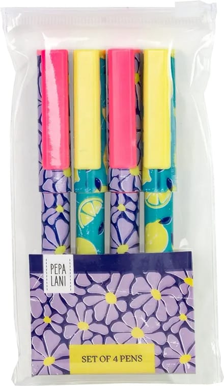 Pepa Lani pen set / 4 SpringFlower & Fruity Retro lemon & flower