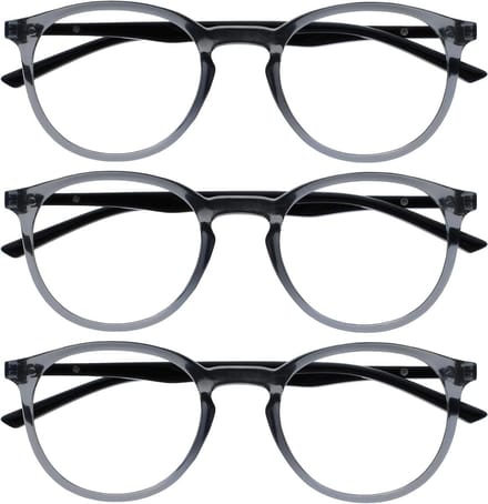 Leesbril Blauw Licht - Computer Bril - Oogbescherming Scherm - UV400 Bescherming - 3 Pack - Grijs Zwart