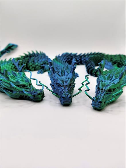 Gearticuleerde Dragon - 3D geprinte Flexibele draak - groen/blauw