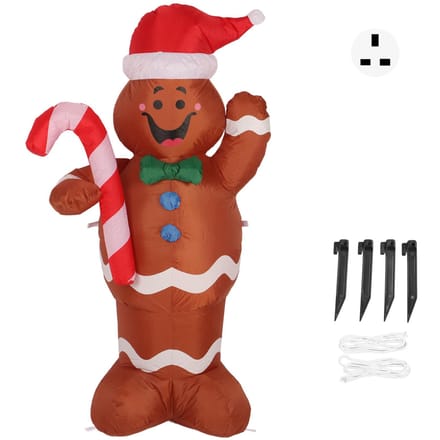 4.92ft Kerst Opblaasbare Peperkoekman Schattig Snelle Inflatie Opblaasbare Peperkoekman voor Tuin brown