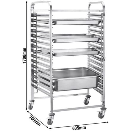 GGM Gastro Tablettwagen - für 16 Tabletts GN 2/1 Zilver