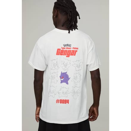 Oversized Gengar Pokemon Licentie Print T-shirt | White | Size Small