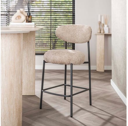 Barstoel Aiko japandi - Cargo zand - 48x55x95 cm - barstoelen set van 2