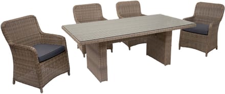 Poly rotan set MCW-E98, balkon/tuin/lounge set zitgroep, gesponnen poly halfrond rotan MVG beige kussens grijs