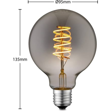 Lucande LED lamp E27 G95 4W rookkleurig 1.800K dimbaar