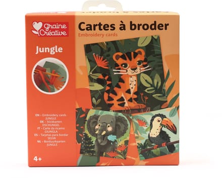 Graine Creative borduurset kaarten - Jungle dieren creatief speelgoed.