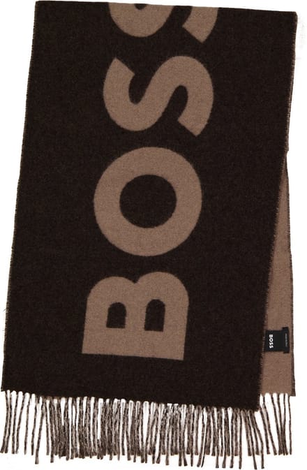 BOSS sjaal Rikard Knitted Scarf 35X180 Open Green donkerbruin