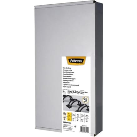 Draadrug fellowes 6mm 34-rings a4 wit 100 stuks