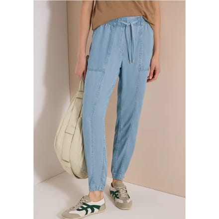 Mid Waist Slim Legs broek in een gewassen look