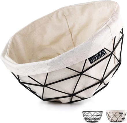 2-in-1 Fruitmand en Broodmand met Robuuste Canvas Inleg – Modern Design voor Thuis