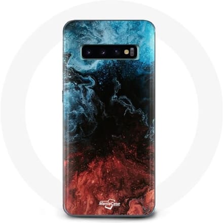 Coque pour Samsung Galaxy s10 plus fond de texture abstraite rouge noir bleu