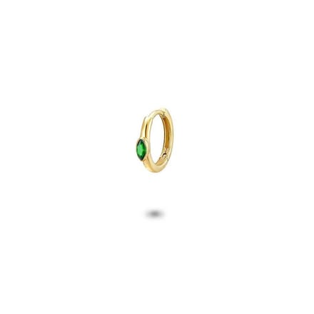 Twice As Nice Oorbel per stuk in 18kt verguld zilver, groene ellips