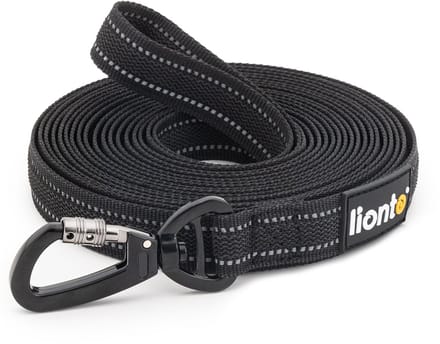 lionto Trainingslijn lang, antislip grip & reflecterend zwart 20 m