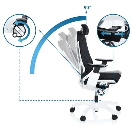 Bureaustoel GENIDIA PRO WHITE Netstof zwart hjh OFFICE