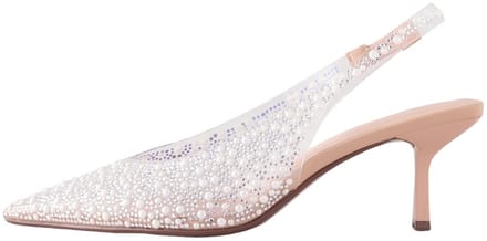 Next - Dames - Forever Comfort® vinyl slingback-hakken met puntige neus en siersteentjes - Wit