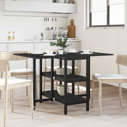 vidaXL - Eettafel - 122 - x - 80 - x - 76,5 - cm - Bewerkt - hout - Zwart - eiken