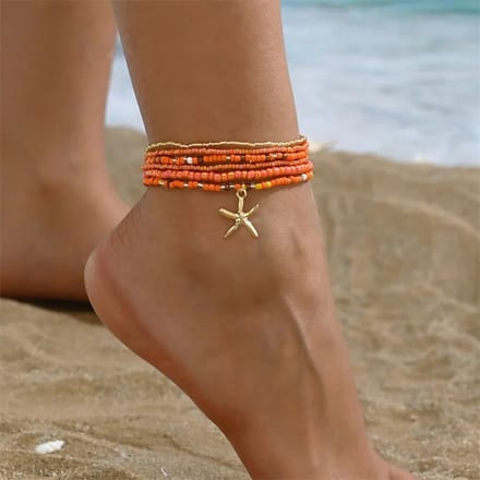 Sorprese enkelbandje - Starfish - Orange - enkelbandjes dames - cadeau - model E