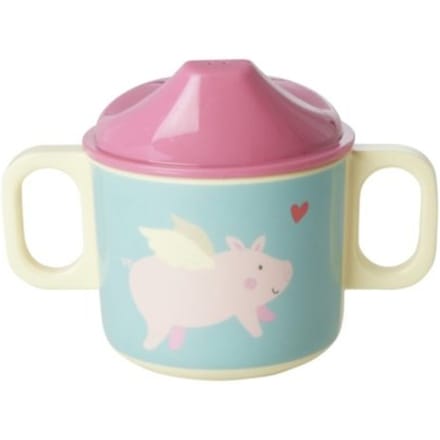 Rice melamine baby beker cute pigs in space